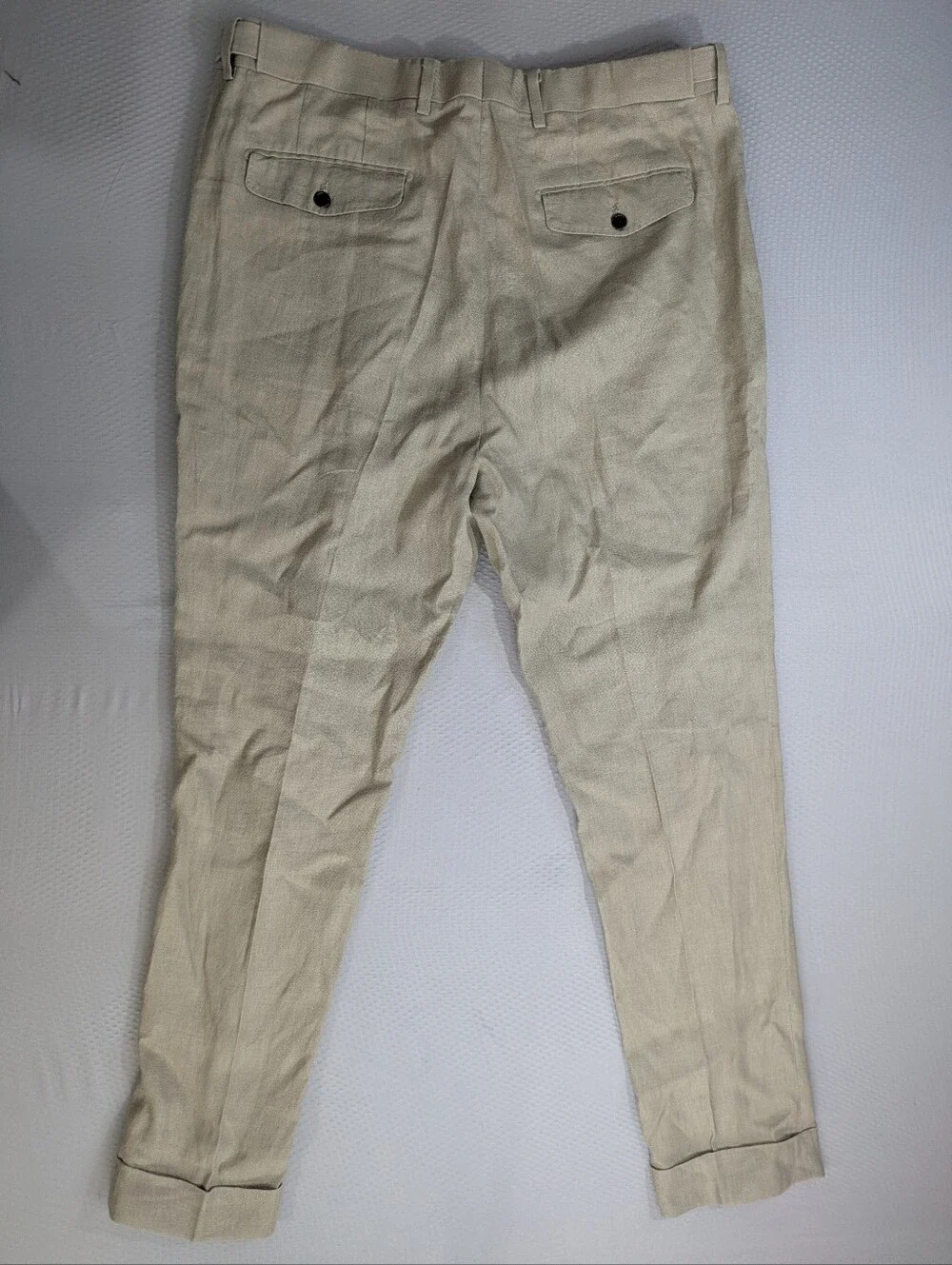 Men’s Gutteridge Linen Pants Italy Size 36x28 Green EU 46 US 36